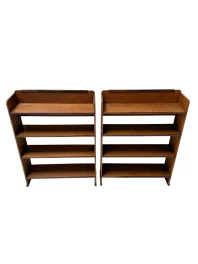 1920s Art Deco Open Bookcases by P.E.L. Izeren, Solid Oak & Ebony